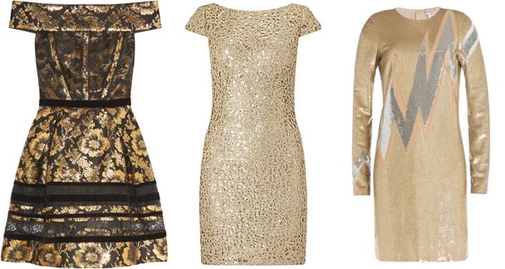 Модные коктейльные платья 2017: короткие золотые