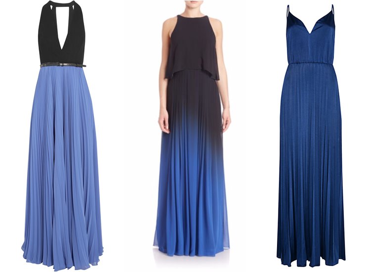 Модные вечерние платья 2017: синие плиссированные