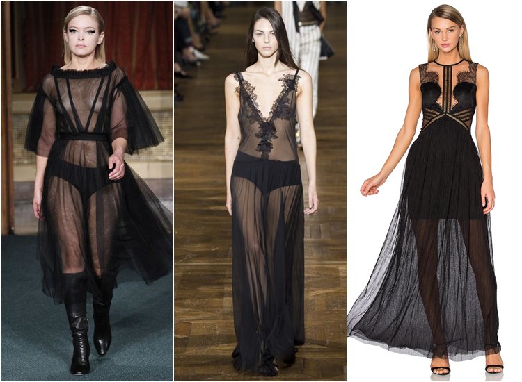 Модные вечерние платья 2017: чёрные прозрачные 