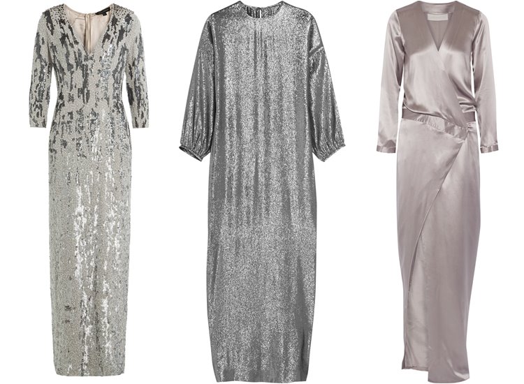 Модные вечерние платья 2017: серебристый металлик