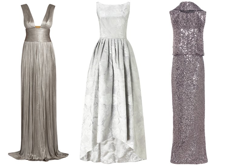 Модные вечерние платья 2017: блестящие серебряные