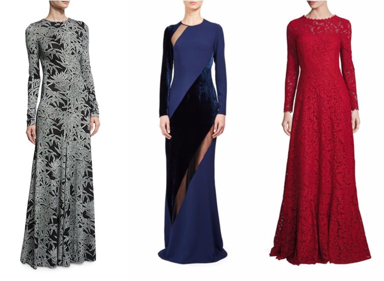Модные вечерние платья 2017: элегантные с длинным рукавом