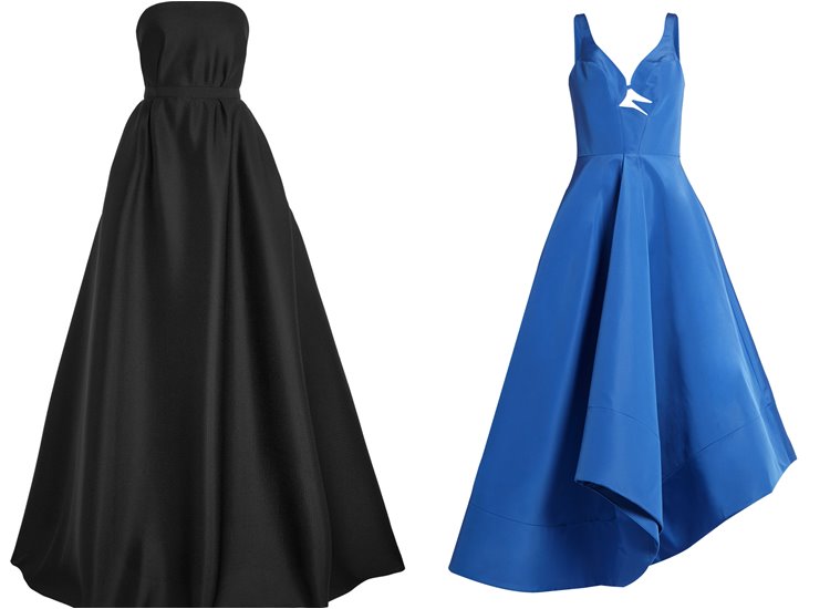 Модные вечерние платья 2017: черное и синее приталенное