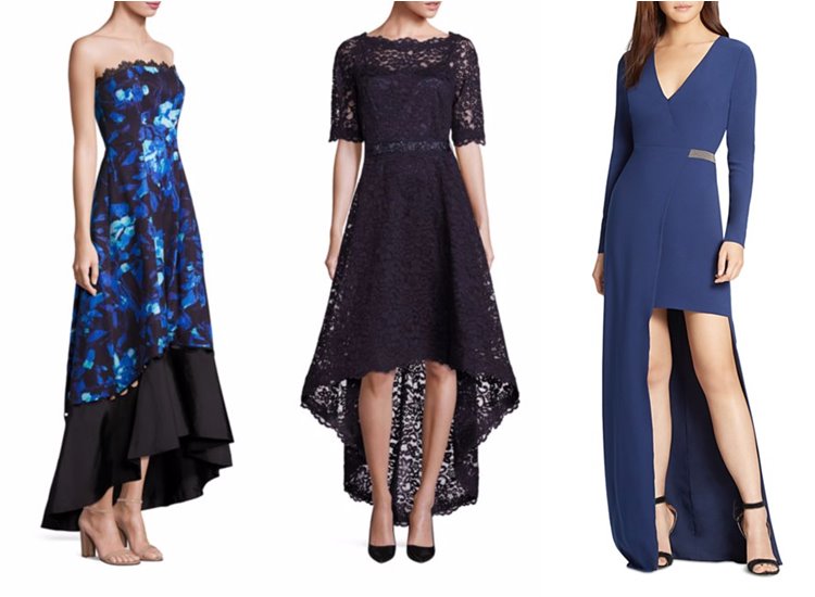 Модные вечерние платья 2017: тёмно-синие маллет
