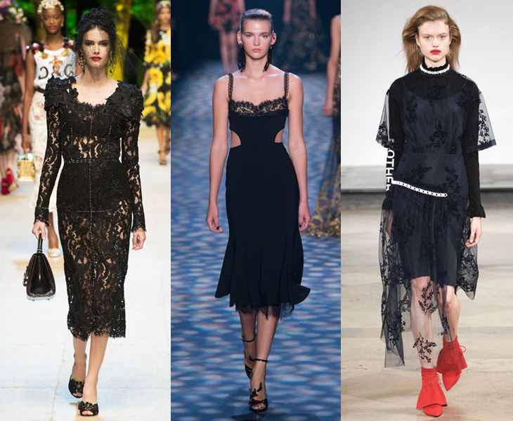 Женская одежда весна-лето 2017: чёрные кружевные платья