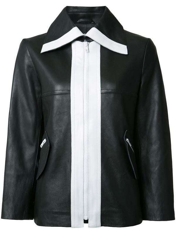 черно-белая кожаная куртка