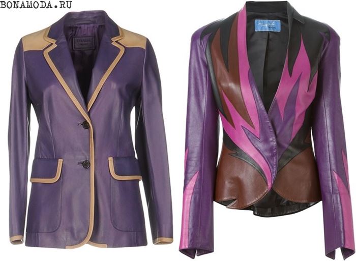 Женские жакеты и пиджаки 2017: кожаные фиолетовые
