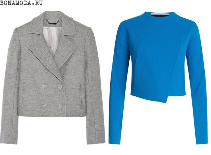 Женские жакеты и пиджаки 2017: короткие серый и голубой