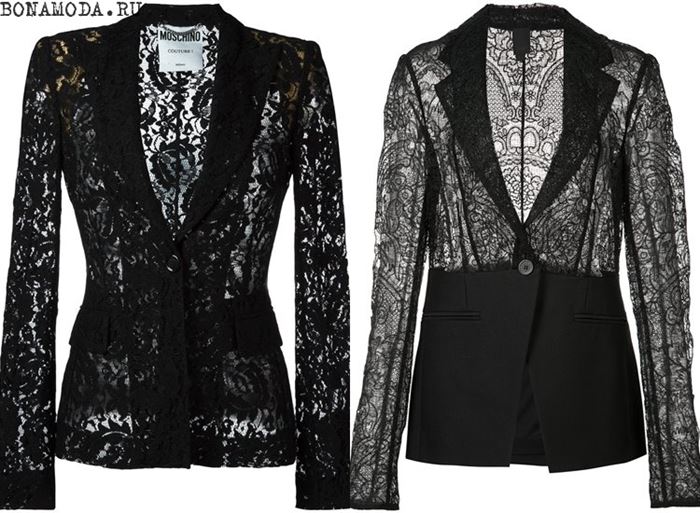 Женские жакеты и пиджаки 2017: чёрные кружевные