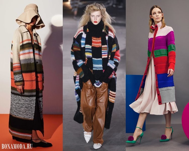 Модные женские кофты и кардиганы 2017-2018: яркие полосатые колор блок