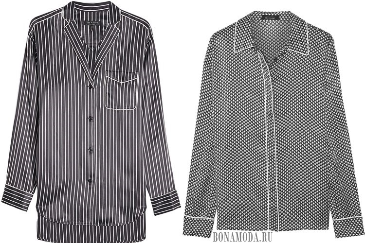 черно-белые шелковые пижамные рубашки 2017