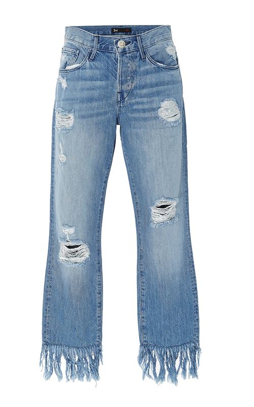 рваные джинсы с бахромой