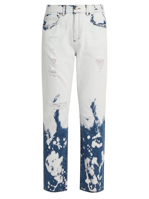 бело-синие рваные джинсы
