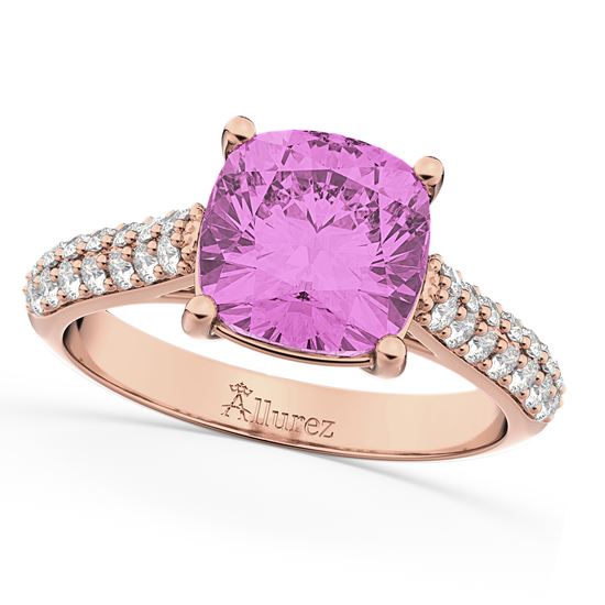 помолвочное кольцо из розового золота с сапфиром и бриллиантами