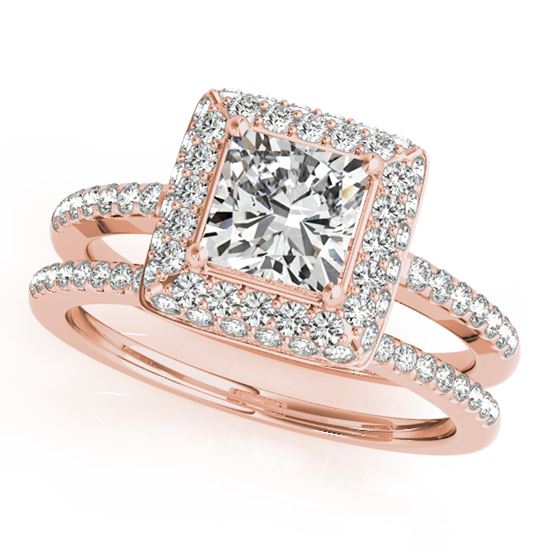 помолвочное кольцо из розового золота с бриллиантами