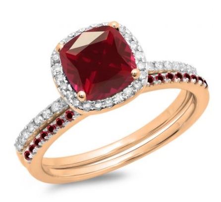 помолвочное кольцо из розового золота с рубином и бриллиантаим