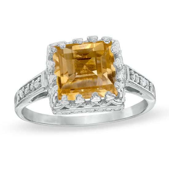 помолвочное кольцо из белого золота с цитрином