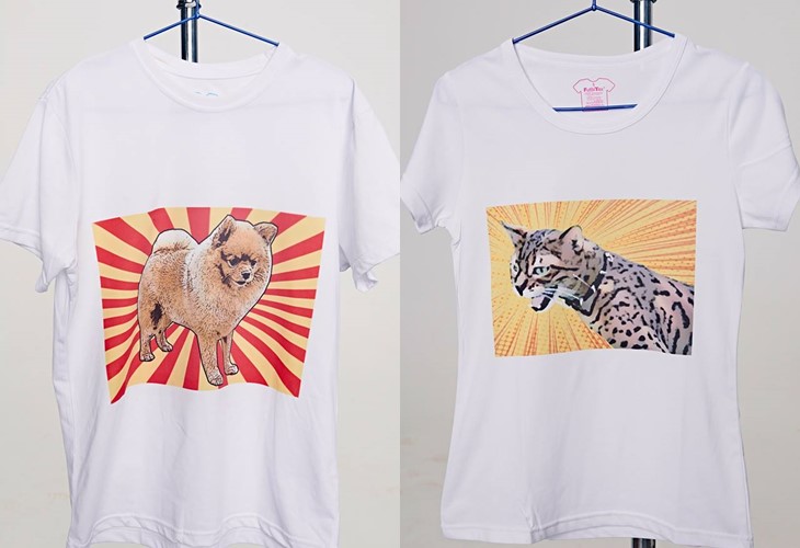 Поп-арт футболки с домашними животными Pets Tee: шпиц и кошка