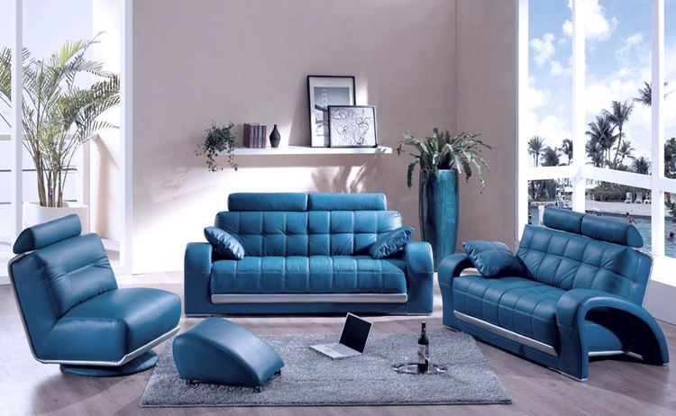 Голубой диван в интерьере: Кожаные диваны и кресла в гостиной в сиренево-лиловых оттенках