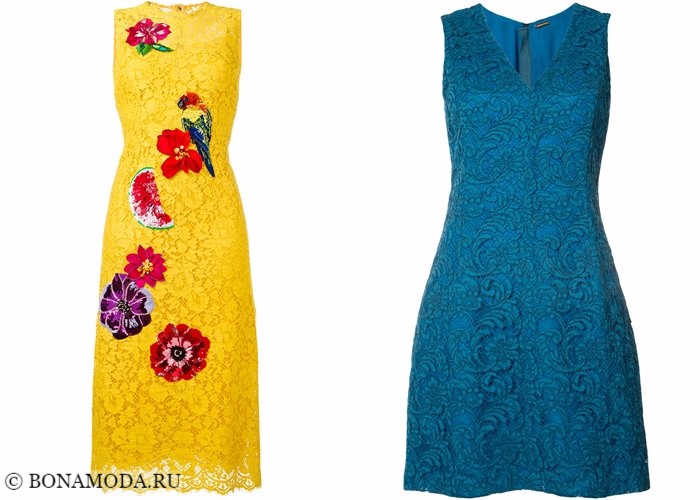 Кружевные платья 2017-2018: желтые и голубые