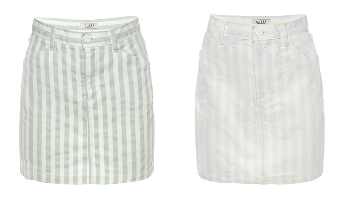 Коллекция GUESS Originals лето 2017: короткие юбки в продольную полоску