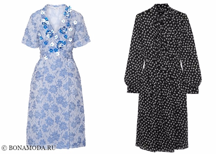 Платья-халат с запахом 2017-2018: винтажный стиль с цветочным рисунком