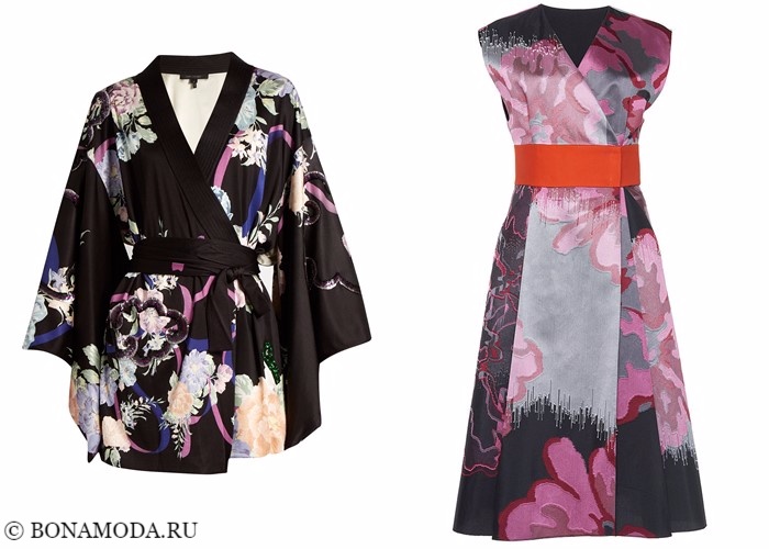 Платья-халат с запахом 2017-2018: цветное шелковое кимоно