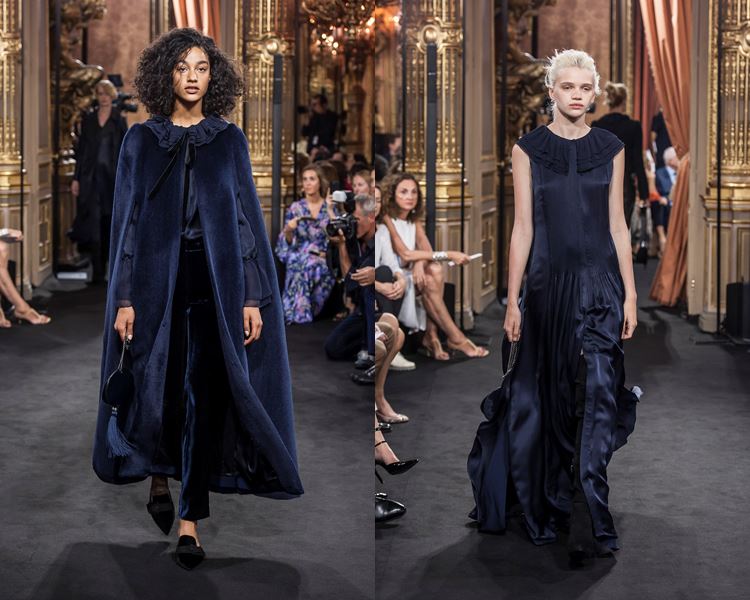 Коллекция Massimo Dutti осень-зима 2017-2018: темно-синее пальто-кейп и длинное вечернее платье