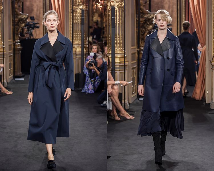 Коллекция Massimo Dutti осень-зима 2017-2018: темно-синее пальто с запахом и кожаный плащ 
