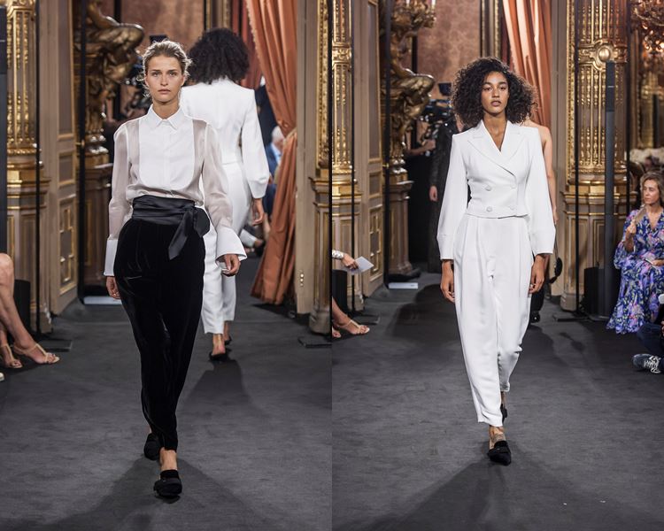 Коллекция Massimo Dutti осень-зима 2017-2018: черные брюки с белой блузкой и белый брючный костюм