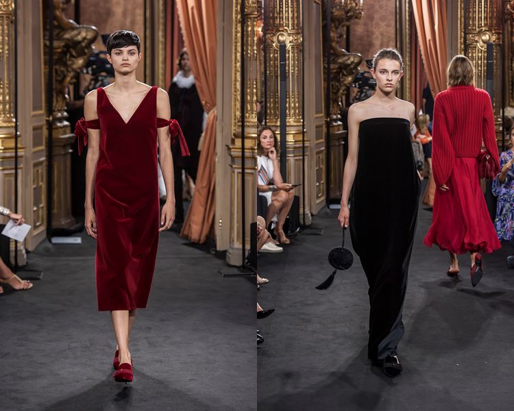 Коллекция Massimo Dutti осень-зима 2017-2018: красное и черное бархатное платье