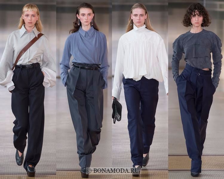 Модные блузки и рубашки осень-зима 2017-2018: Lemaire – минималистичные с длинными рукавами