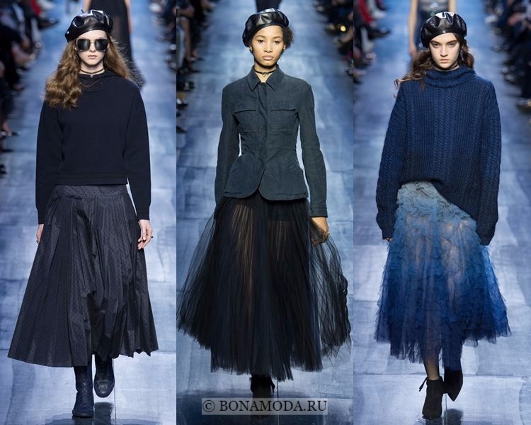 Модные юбки осень-зима 2017-2018: Christian Dior – воздушные плиссированные миди