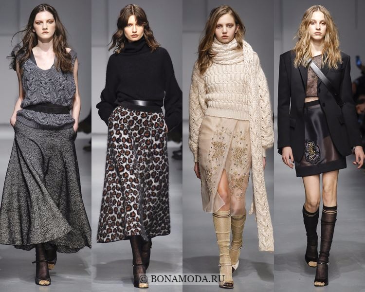 Модные юбки осень-зима 2017-2018: Les Copains – тёплые макси, прозрачные и короткие