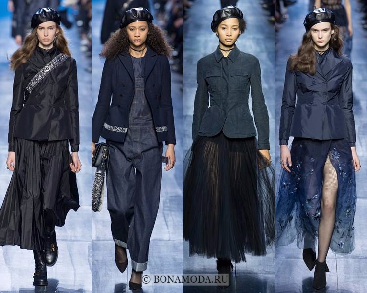 Модные жакеты и пиджаки осень-зима 2017-2018: Christian Dior – приталенные чёрные 