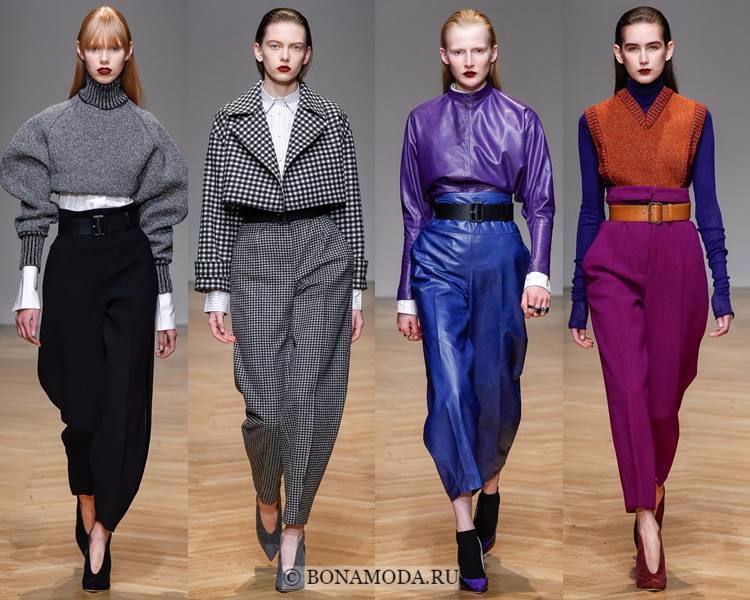 Модные женские брюки осень-зима 2017-2018: Aquilano.Rimondi – широкие зауженные с завышенной талией