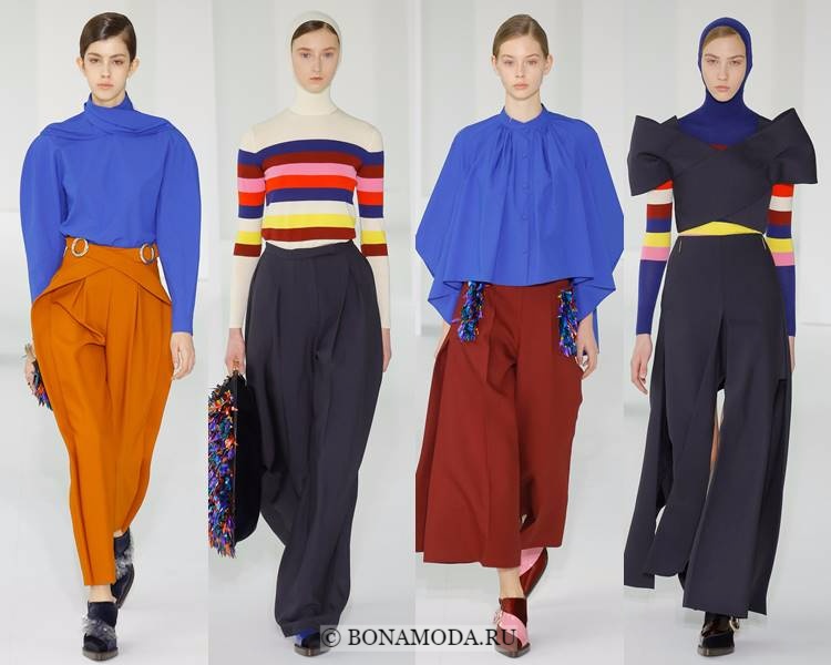 Модные женские брюки осень-зима 2017-2018: Delpozo – широкие однотонные