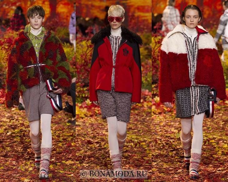 Модные женские куртки осень-зима 2017-2018: красные меховые Moncler Gamme Rouge