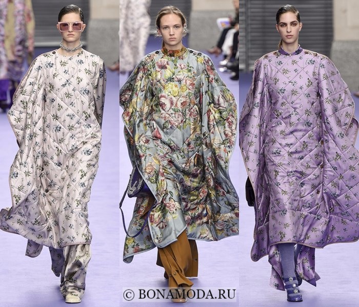 Модные женские пальто осень-зима 2017-2018: цветочные кейпы пончо Mulberry