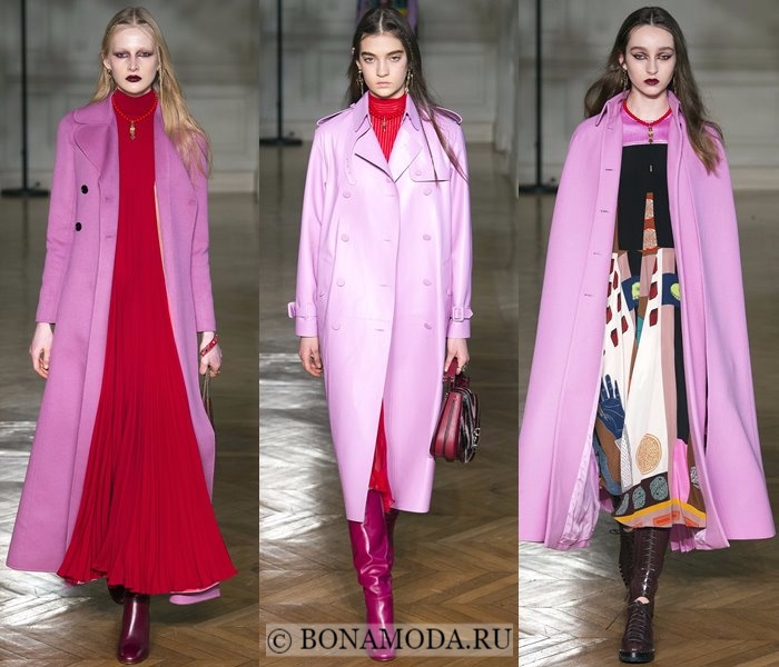 Модные женские пальто осень-зима 2017-2018: сиреневые Valentino 