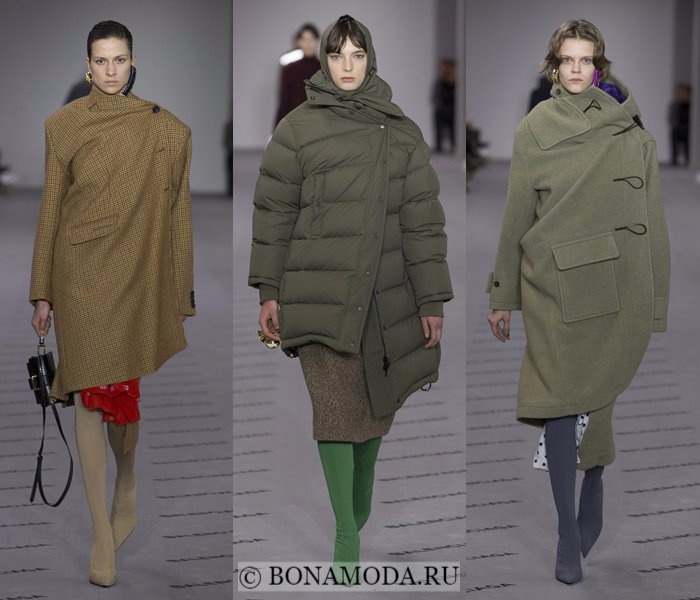 Модные женские пальто осень-зима 2017-2018: асимметричные хаки Balenciaga