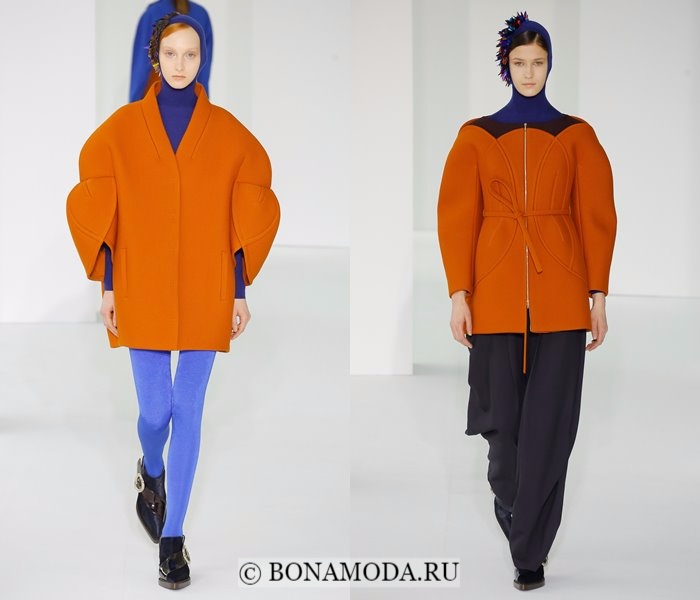 Модные женские пальто осень-зима 2017-2018: оранжевые короткие Delpozo 