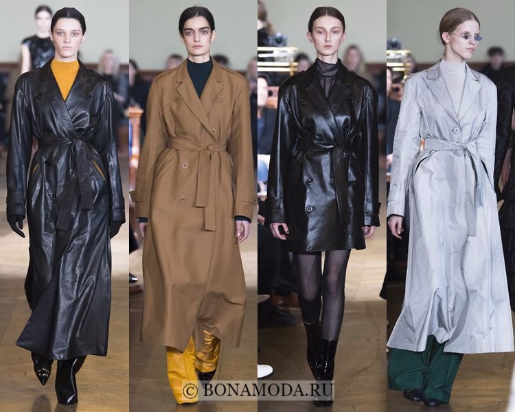 Модные женские плащи осень-зима 2017-2018: Olivier Theyskens длинные черные, серые, коричневые