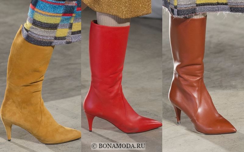 Модные женские сапоги осень-зима 2017-2018: кожаные и замшевые на тонком каблуке