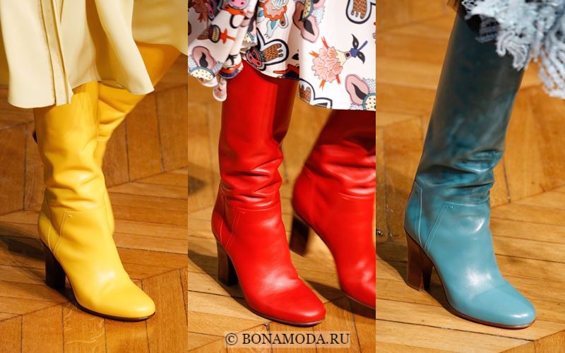Модные женские сапоги осень-зима 2017-2018: кожаные желтые, красные, голубые