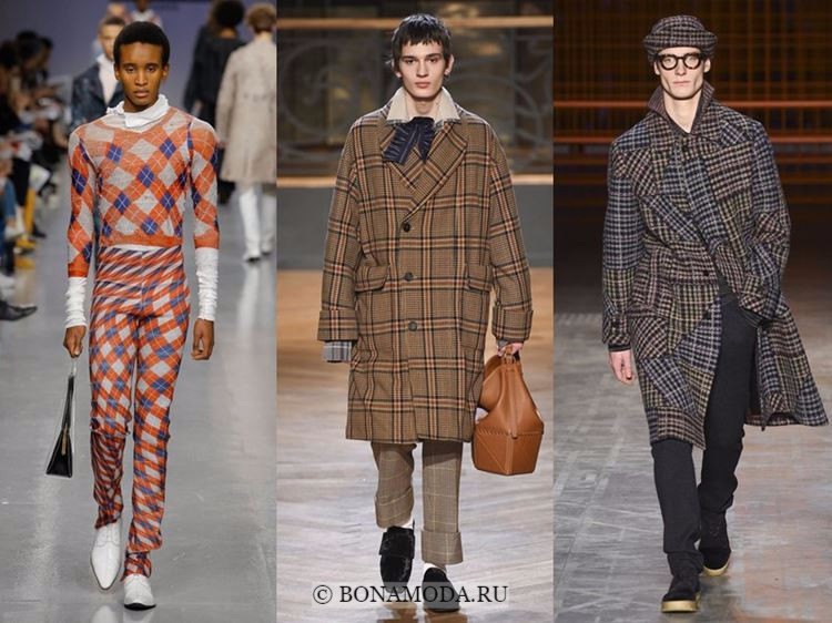 Мужская мода осень-зима 2017-2018: бежевая, серая и оранжевая клетка