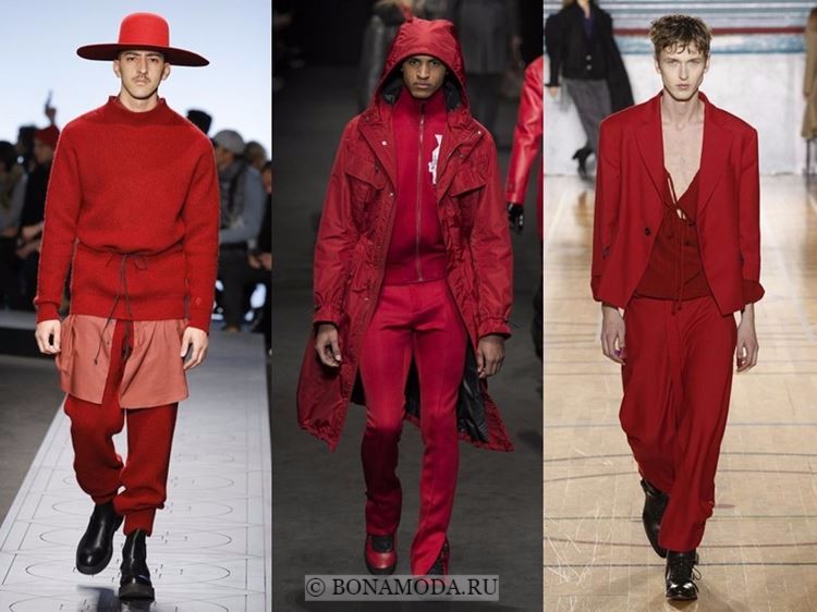 Мужская мода осень-зима 2017-2018: красный цвет одежды