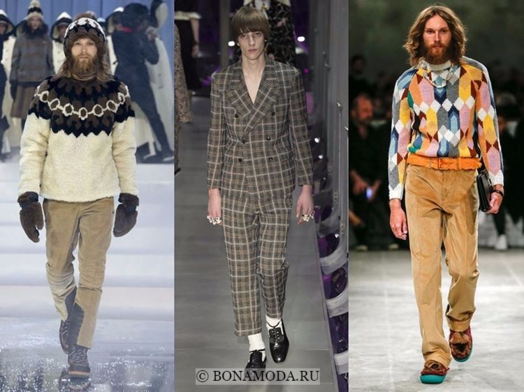 Мужская мода осень-зима 2017-2018: свитера, костюм и брюки в стиле 70-х