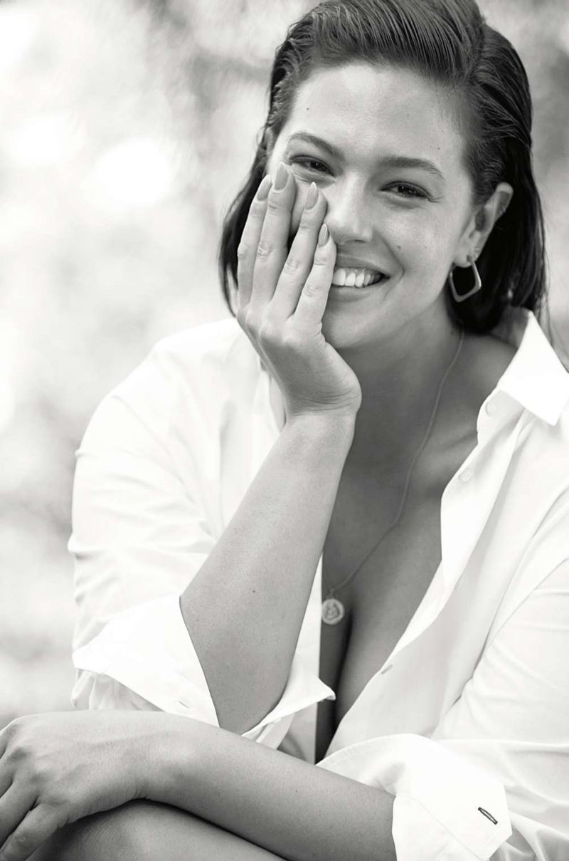 Плюс сайз модель Эшли Грэм в фотосессии Elle France - белая рубашка