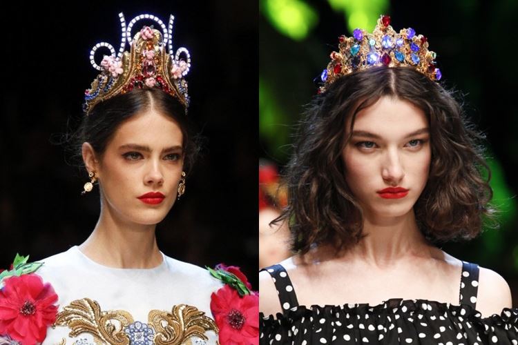 Dolce&Gabbana весна-лето 2017 - яркие диадемы в славянском стиле